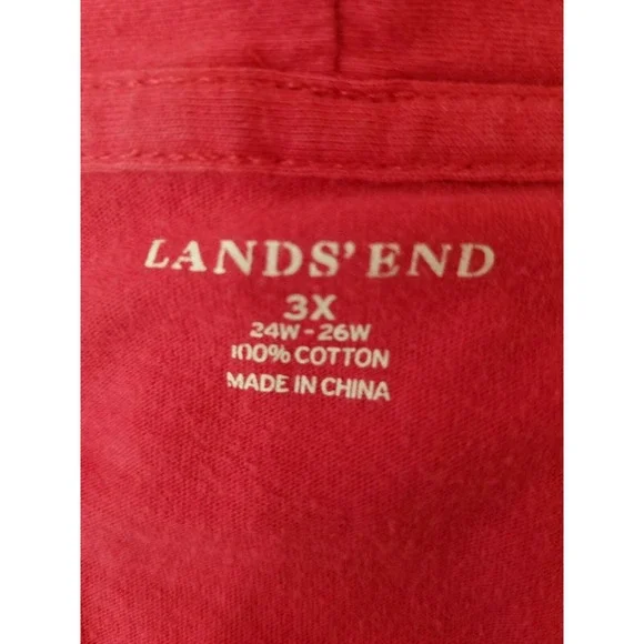 Lands End Womens Open Front Cardigan Top 3X L/ong Sleeve Solid Red 100% Cotton - Picture 3 of 4